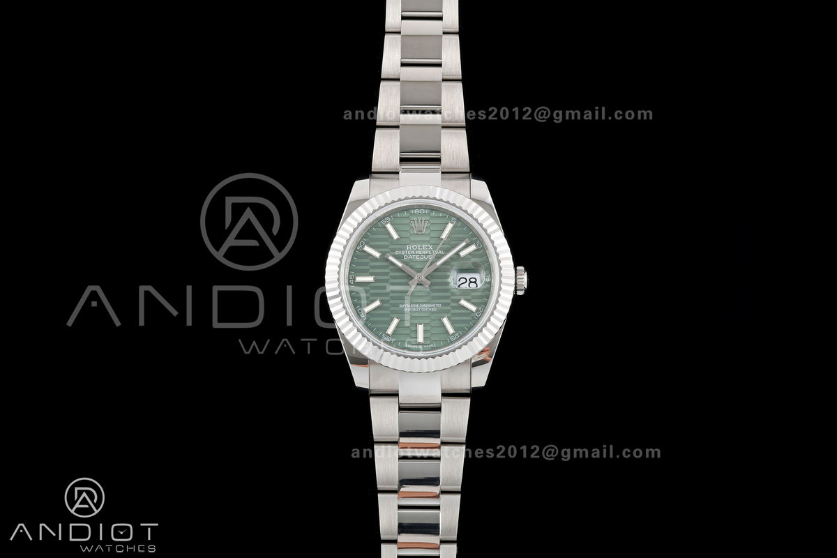 DateJust 41 126334 QF 1:1 Best Edition Green Textured Stick Dial on Oyster Bracelet JH3235 (Free Sprung)